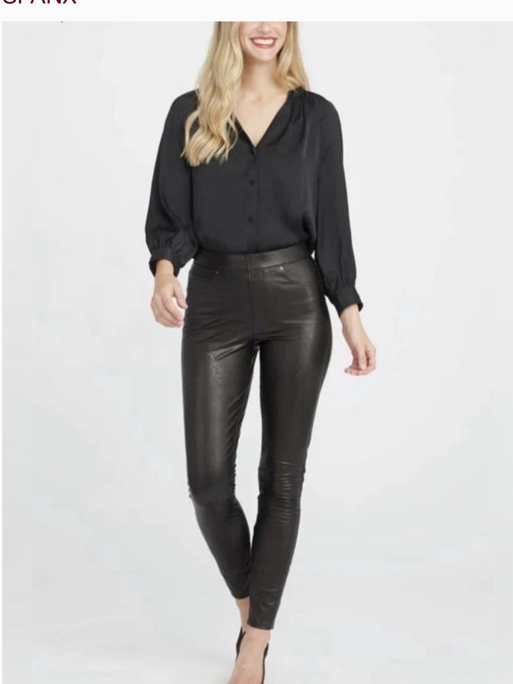 Spanx Black Faux-Leather High-Rise Skinny Pants